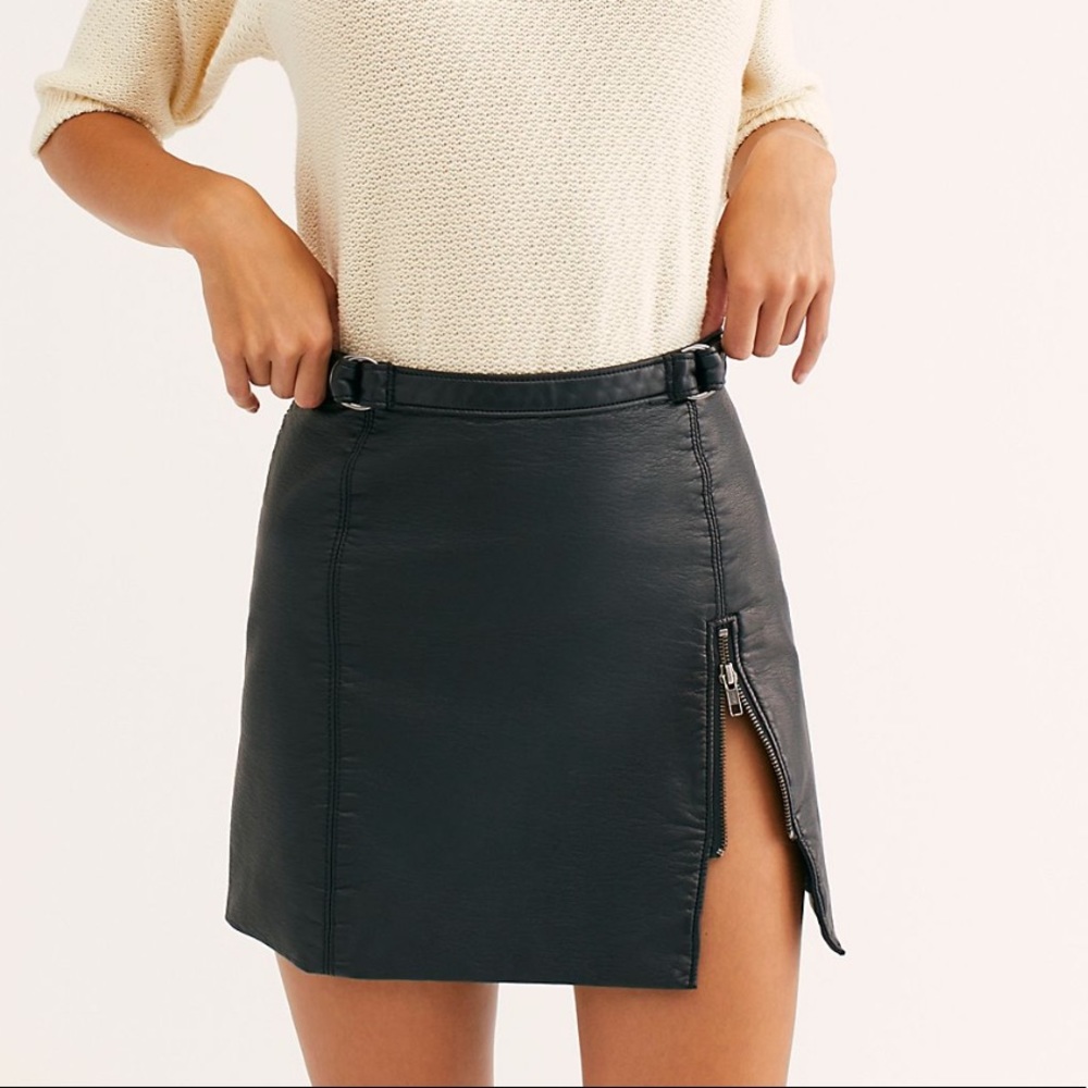 Free People Midnight Magic Leather Skirt